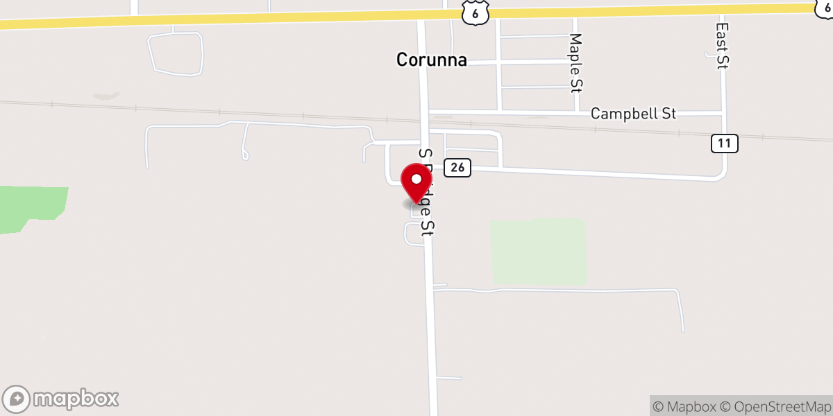 Map showing location of Corunna United Brethren in Christ Church