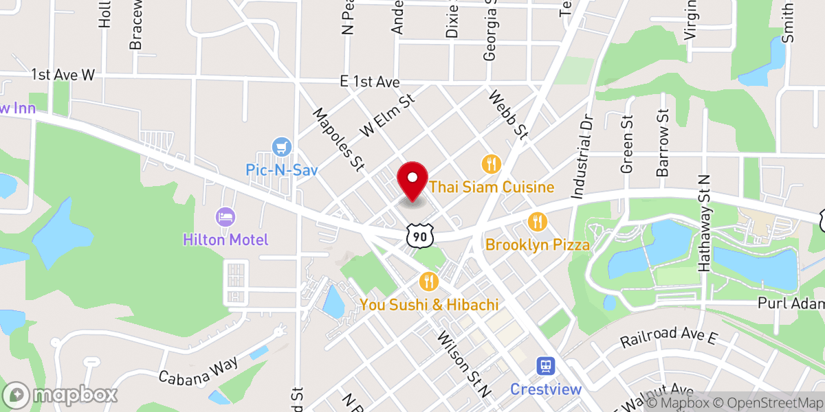 Map showing location of First Baptist Church-Crestview