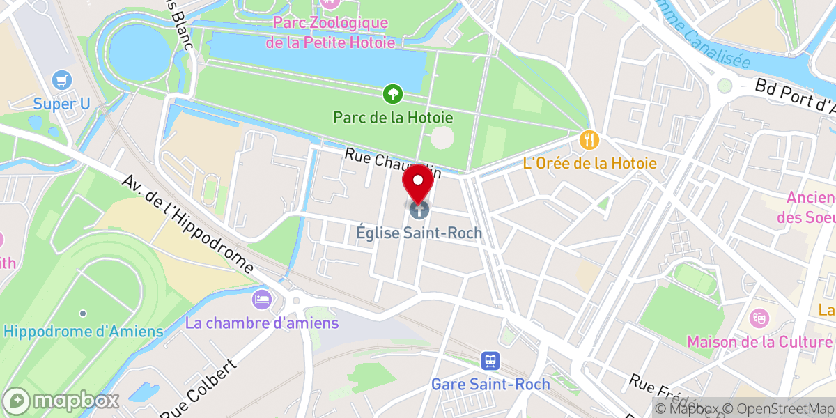 Map showing location of Église catholique Saint-Roch d'Amiens