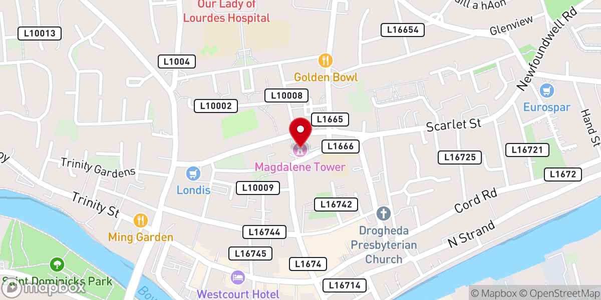 Map showing location of Magdalene Tower