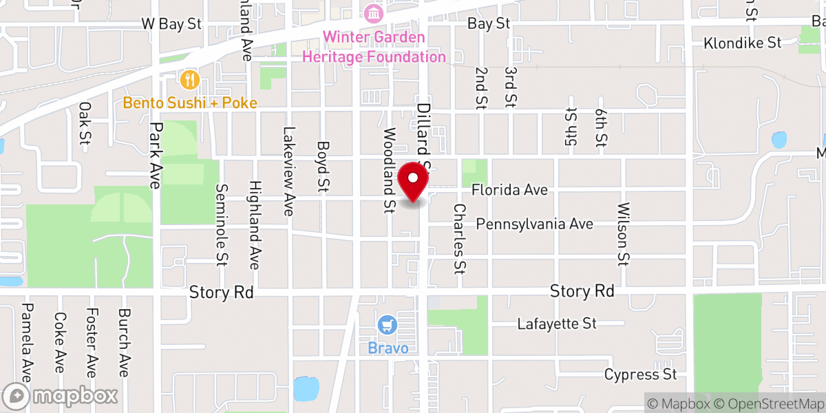 Map showing location of Winter Garden Spanish Seventh-Day Adventist Church