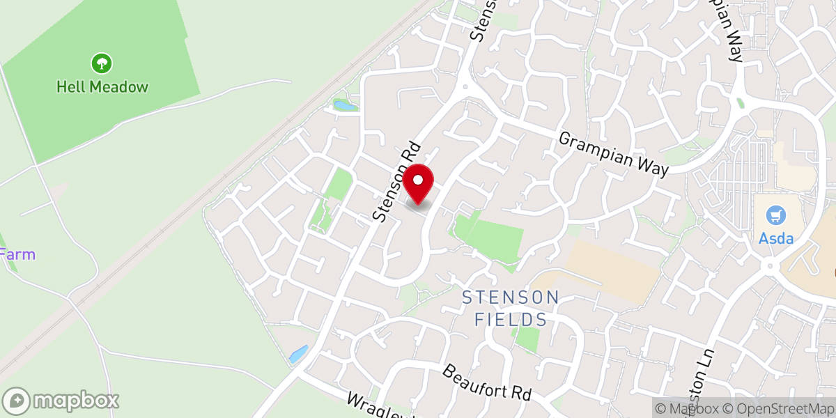 Map showing location of Stenson Fields Christian Fellowship