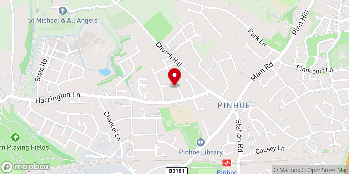 Map showing location of Central Exeter C Of E Churches