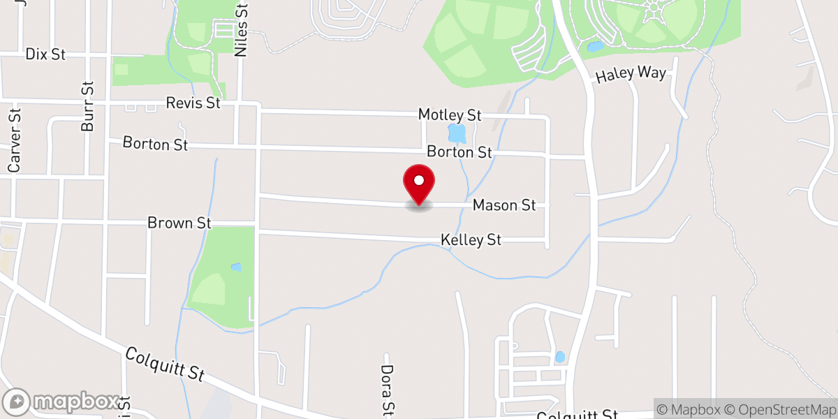 Map showing location of East Side Baptist Church