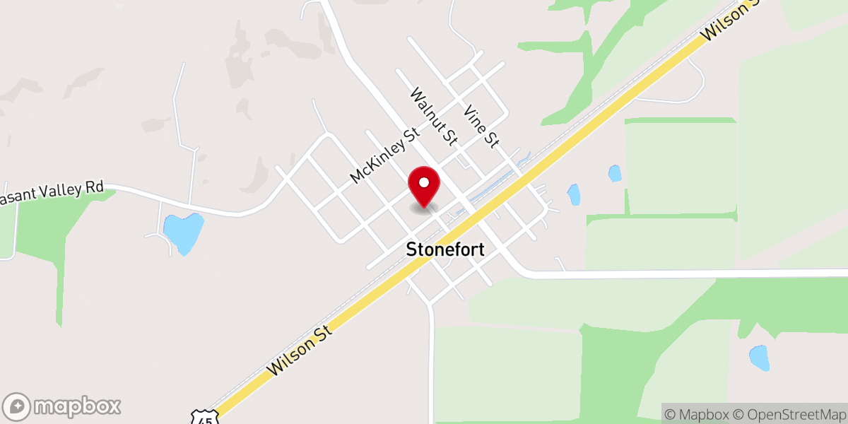 Map showing location of Antioch Church