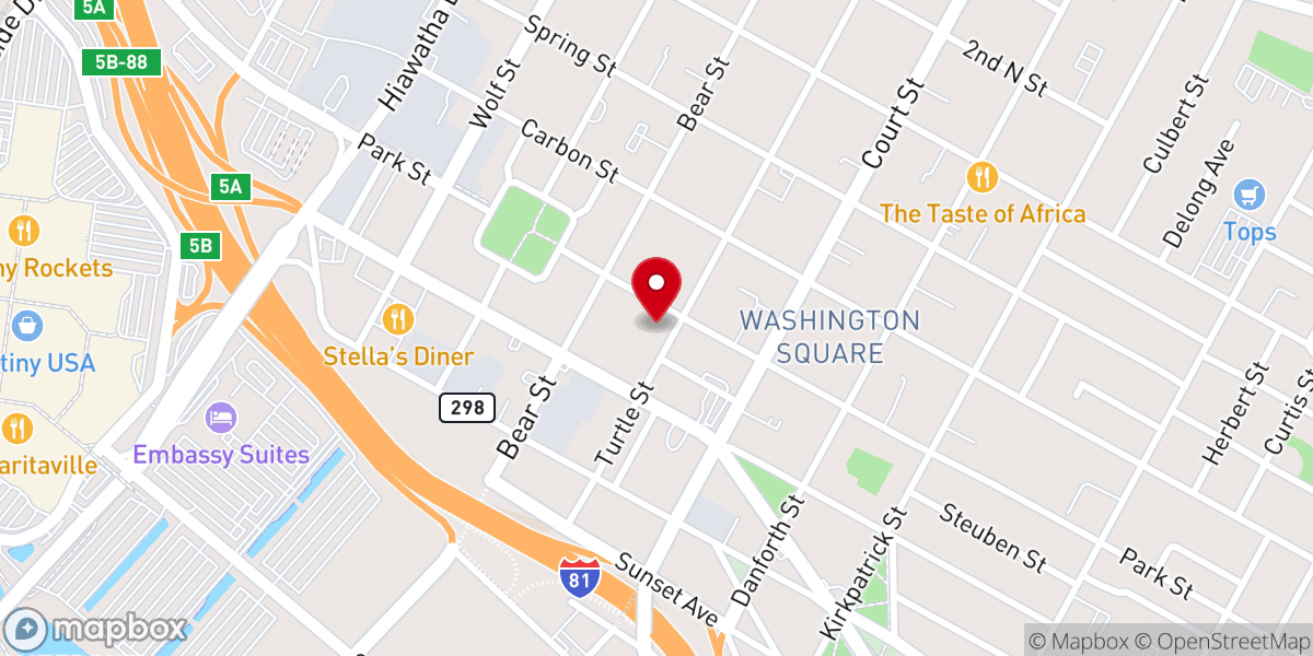 Map showing location of Westminster Presbyterian Church