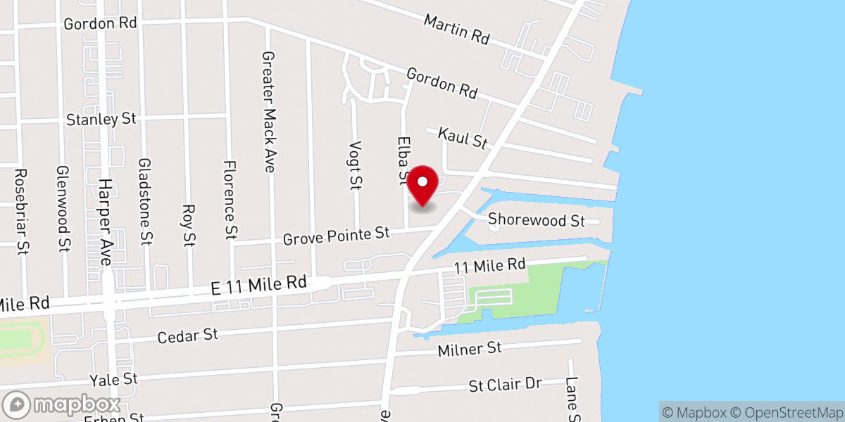 Map showing location of Lake Shore Presbyterian Church