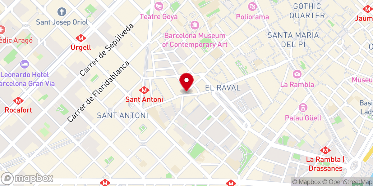 Map showing location of Plaza del Pedró