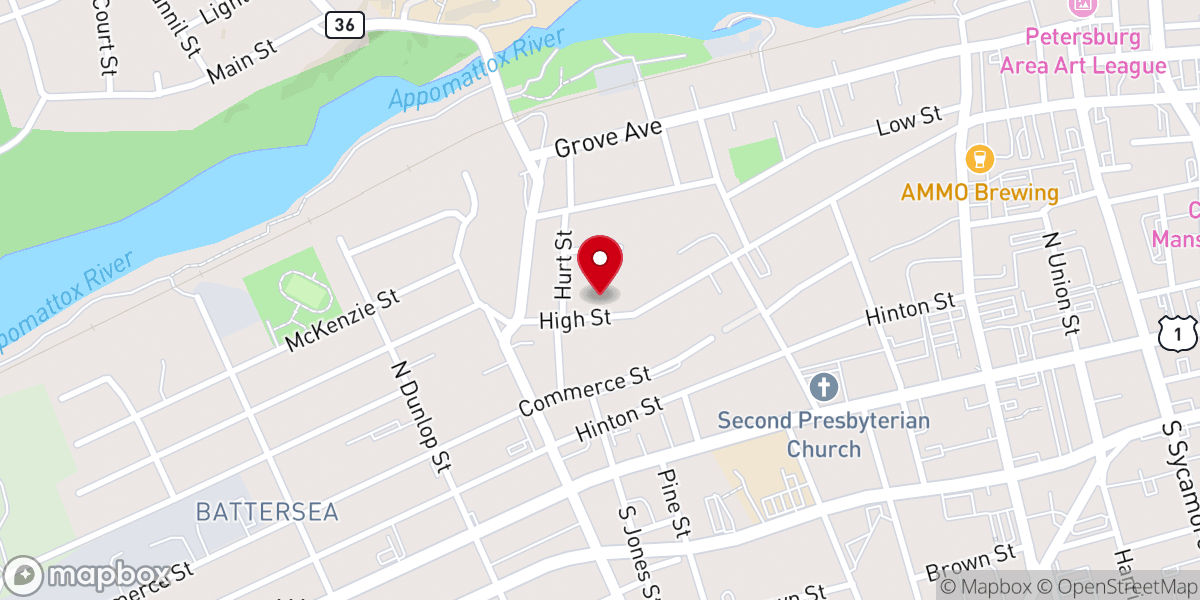 Map showing location of High Street United Methodist Church