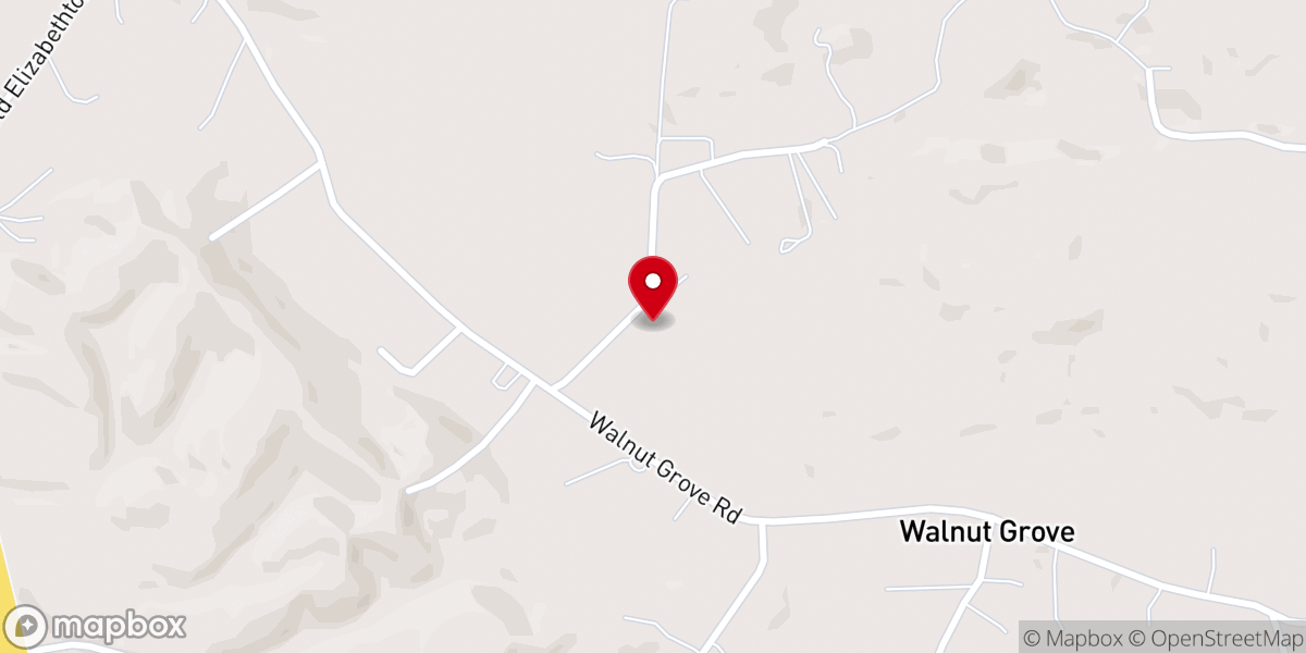 Map showing location of Walnut Grove Church