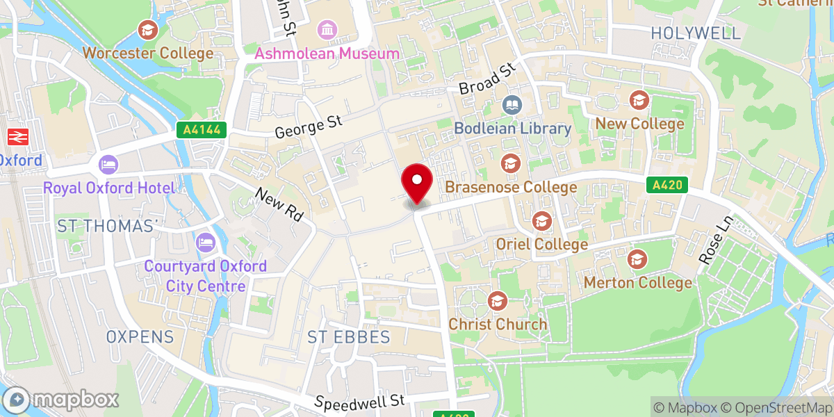 Map showing location of Oxford Baptist Church
