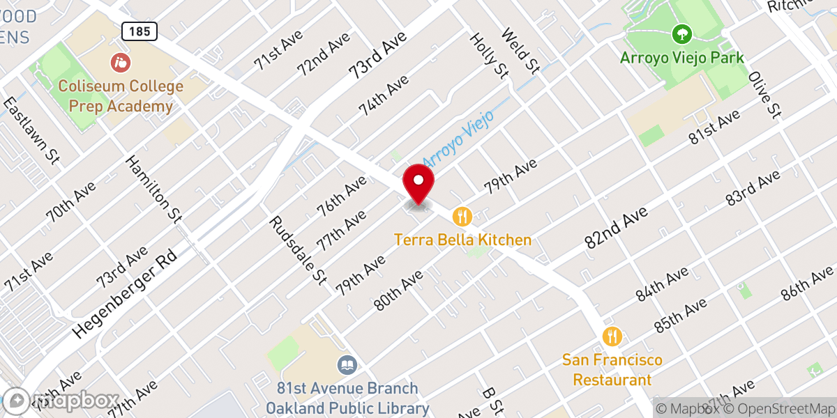 Map showing location of East Oakland Church of Christ