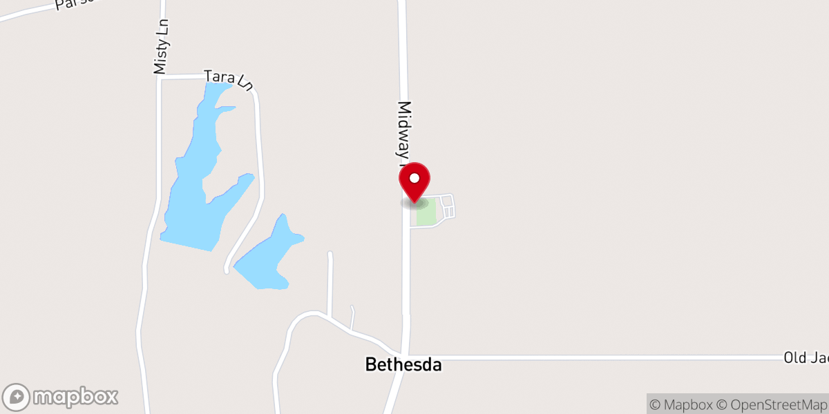 Map showing location of Bethesda Church