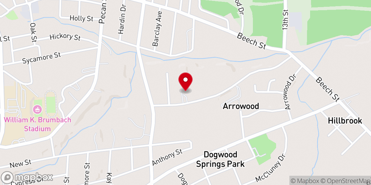 Map showing location of Mt Olive Baptist Church