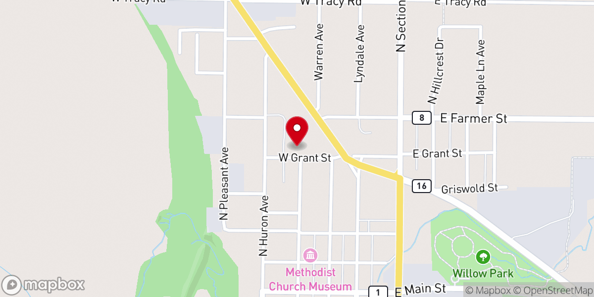 Map showing location of First English Lutheran Church
