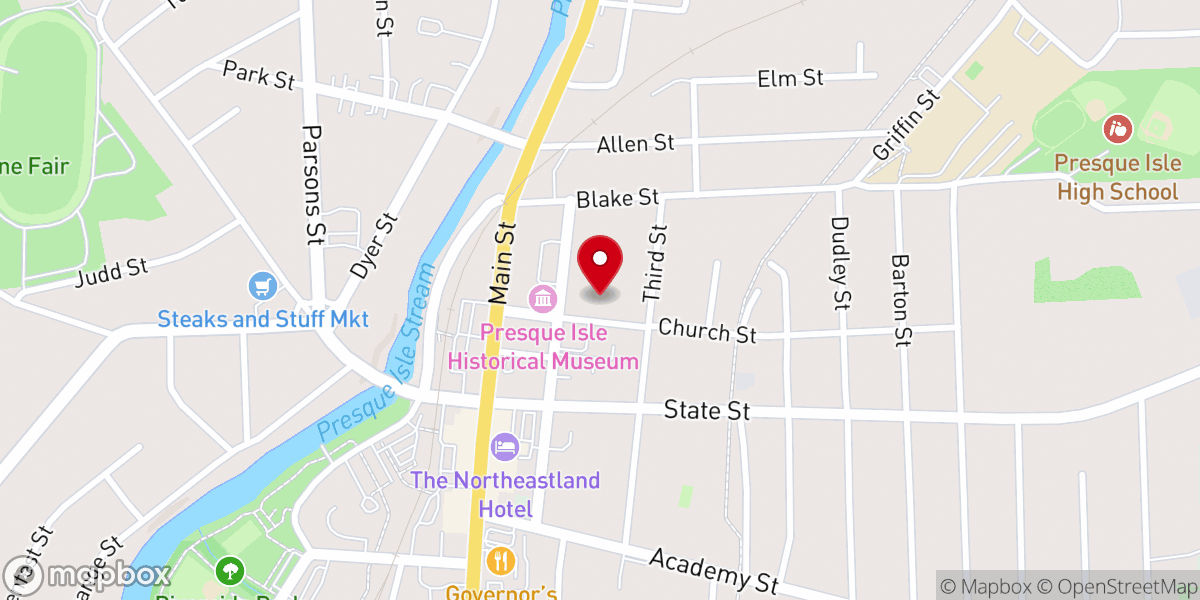 Map showing location of Presque Isle Congregational Church