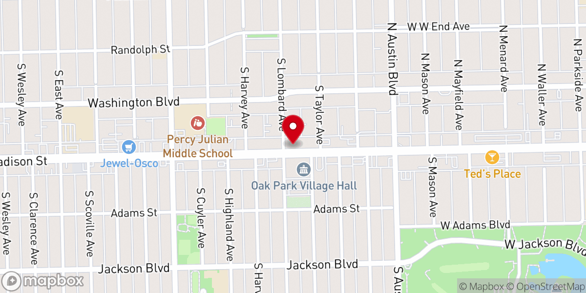 Map showing location of Oak Park Bahá'í Center