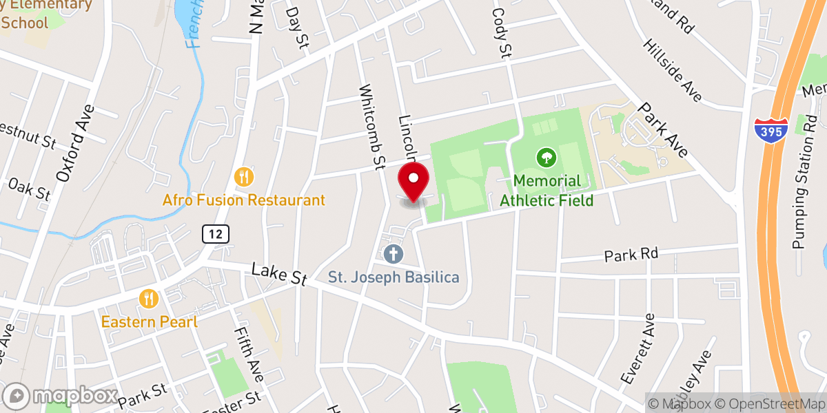 Map showing location of Richard Nowak Gymnasium and Parish & Performing Arts Center