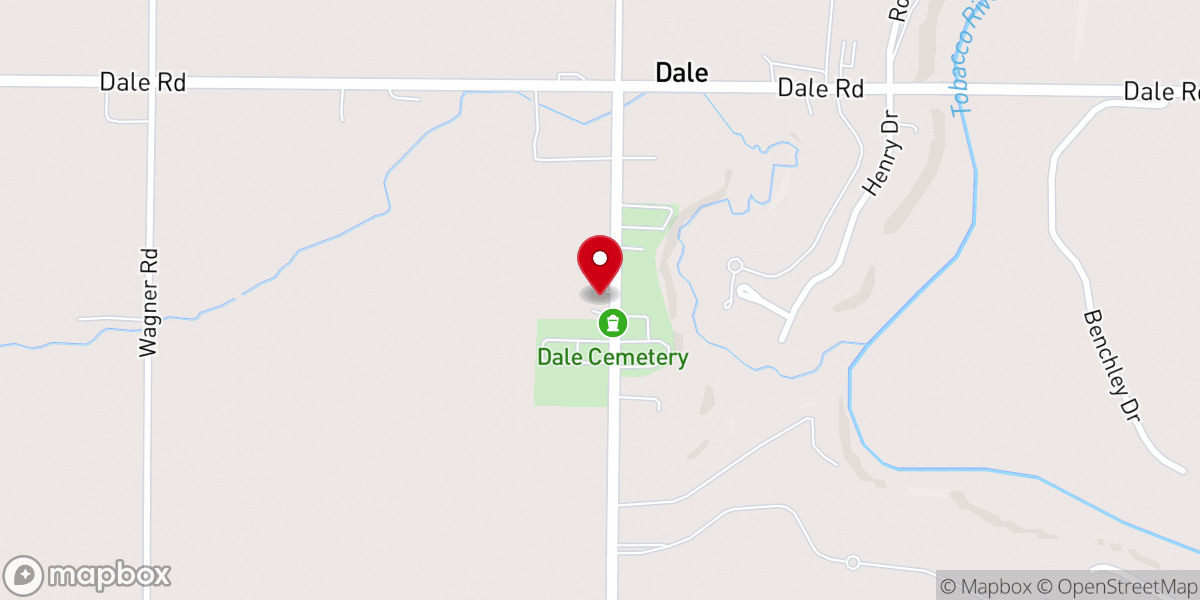 Map showing location of Dale United Methodist Church