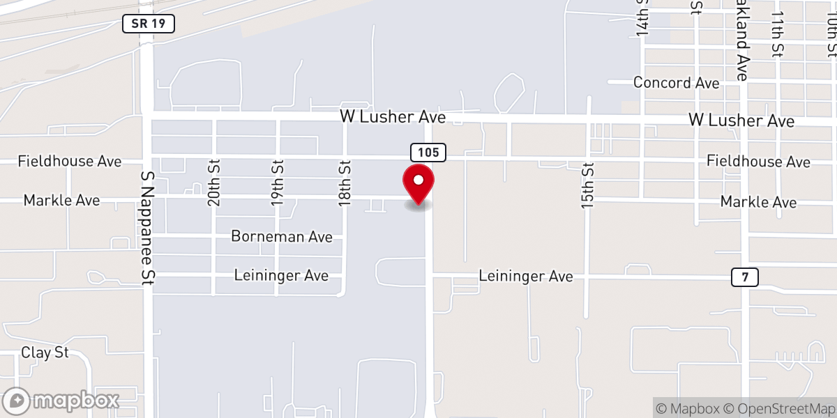Map showing location of Elkhart Reformed Presbyterian Church