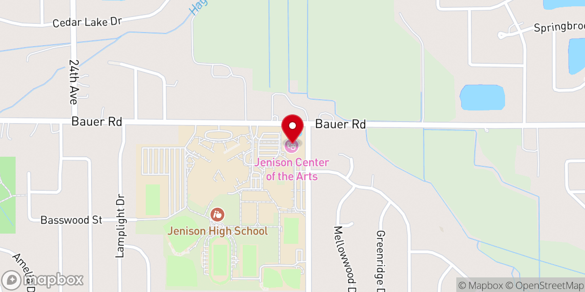 Map showing location of Jenison Center for the Arts