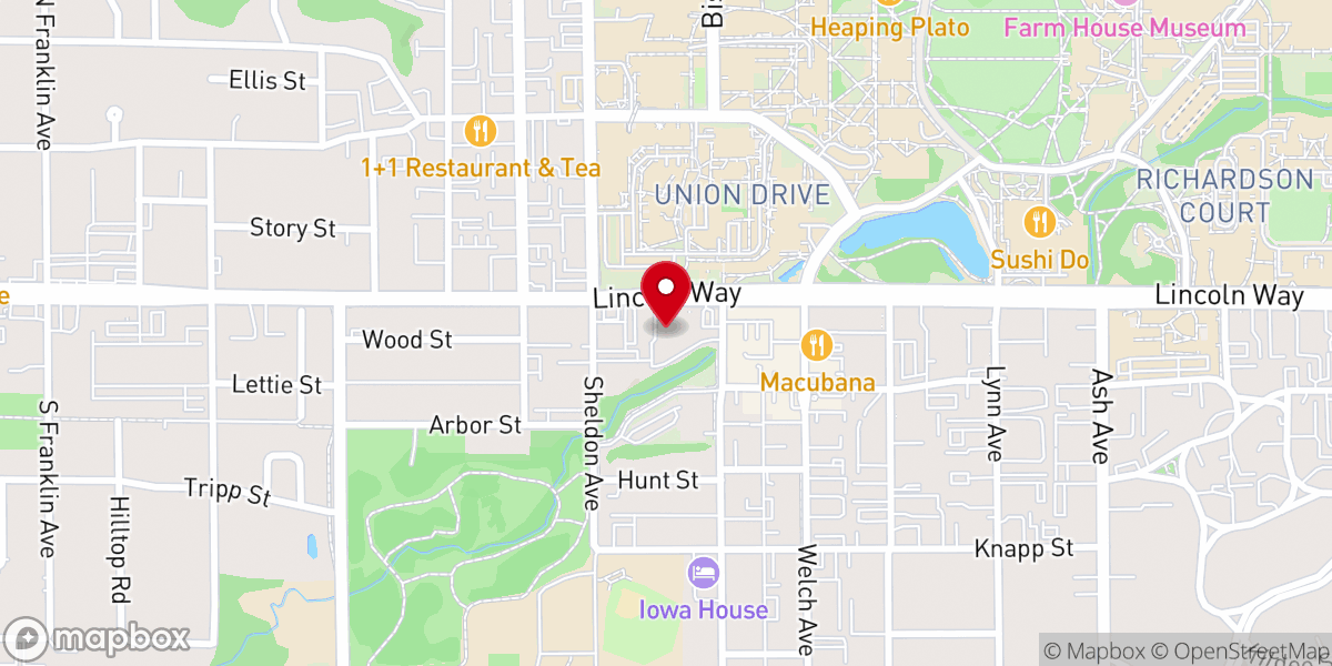 Map showing location of Collegiate United Methodist Church and Wesley Foundation