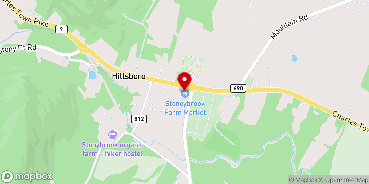 Map showing location of Stoneybrook Farm and Market