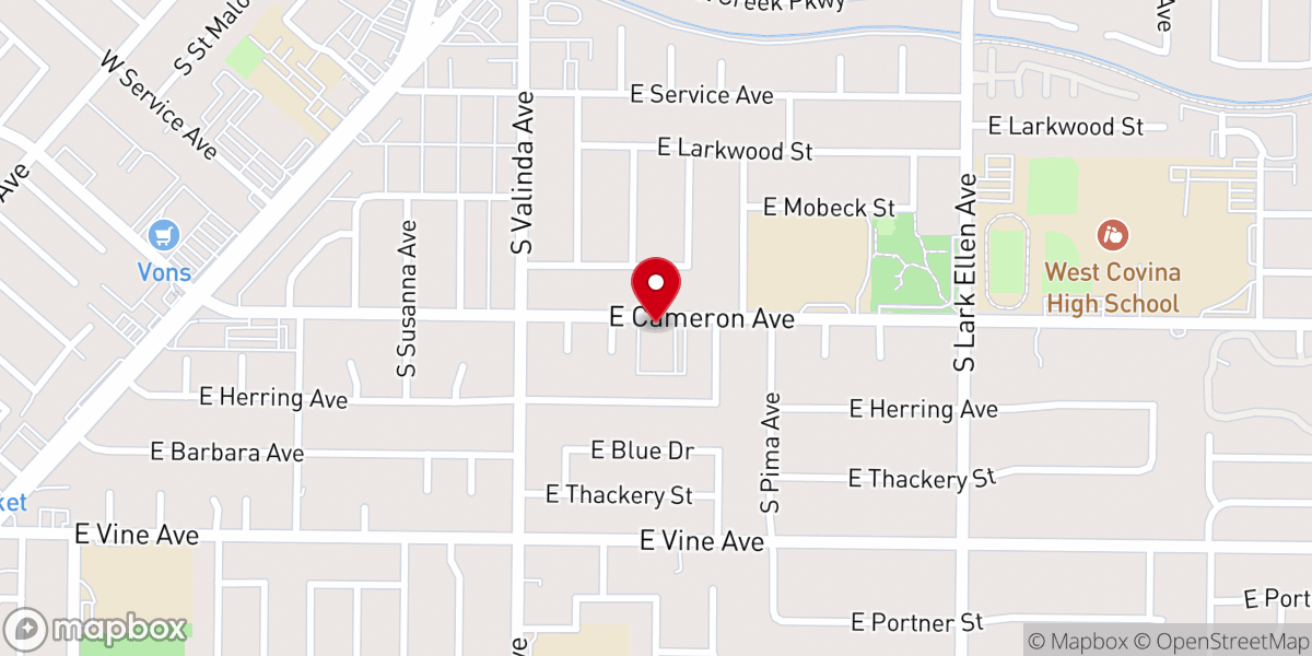 Map showing location of West Covina Christian Church