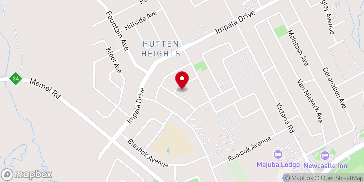 Map showing location of NG Kerk, Bergsig, Newcastle