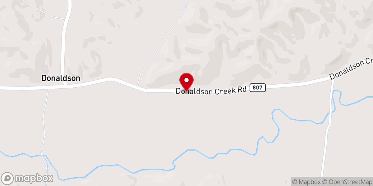 Map showing location of Donaldson Creek Baptist Church