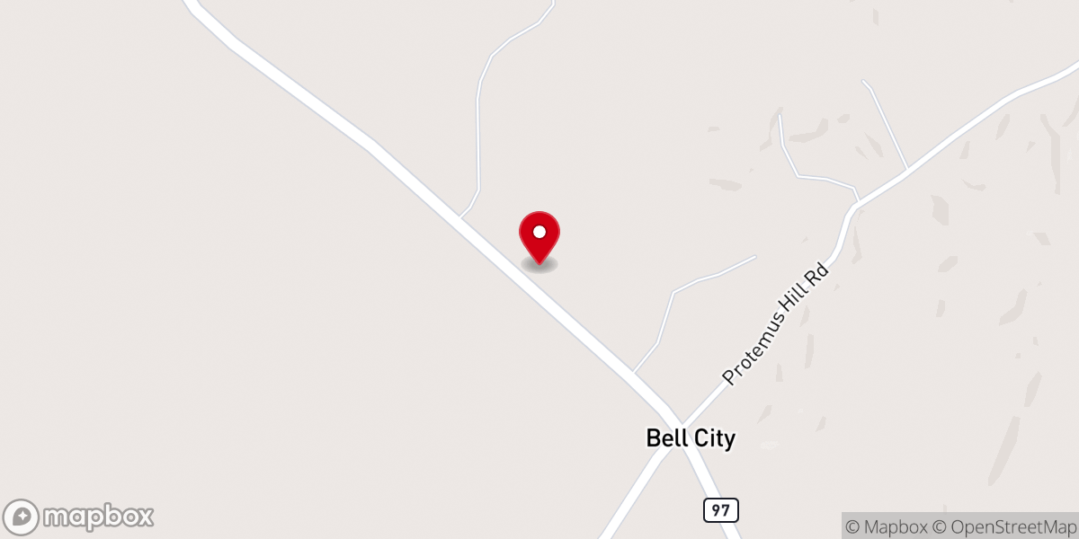 Map showing location of Bell City Baptist Church
