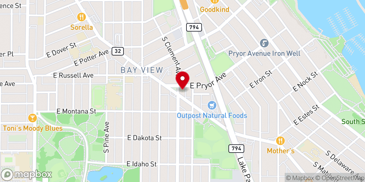 Map showing location of Bay View United Methodist Church