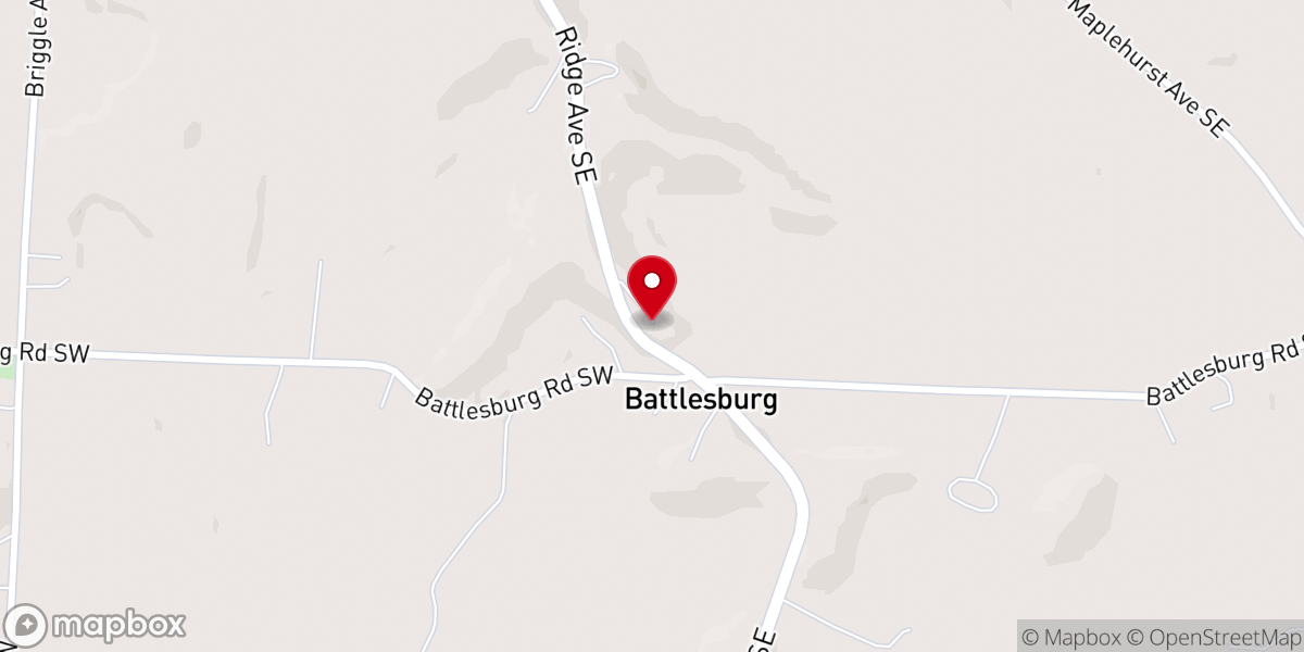 Map showing location of Asbury Methodist Church of East Sparta