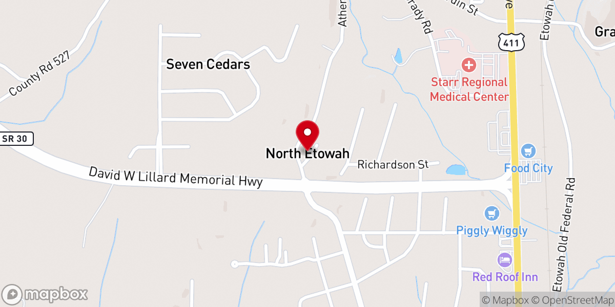 Map showing location of North Etowah