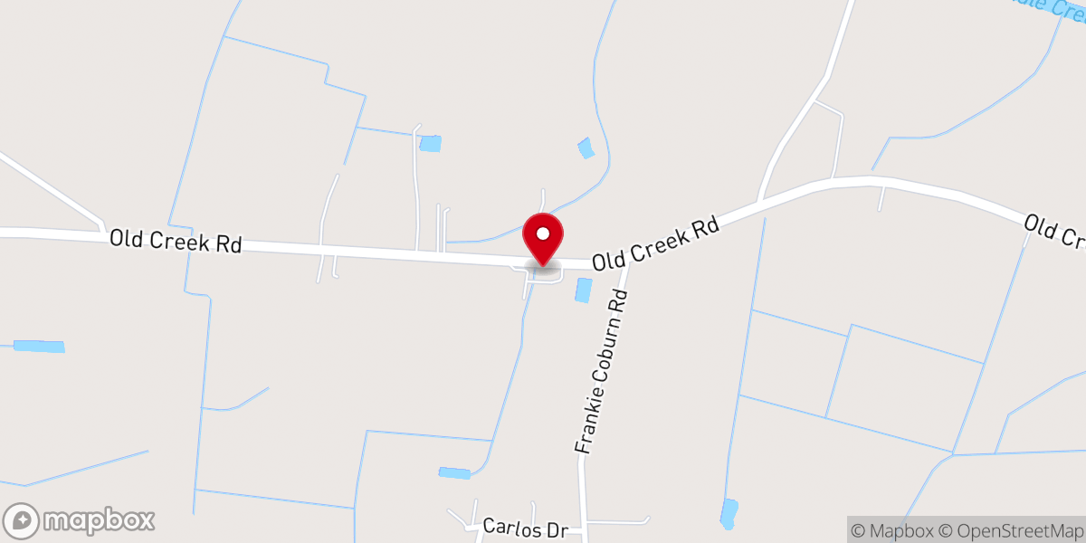 Map showing location of Grindle Creek Church