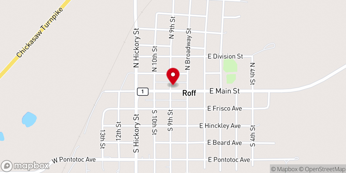 Map showing location of Roff City Court Clerk