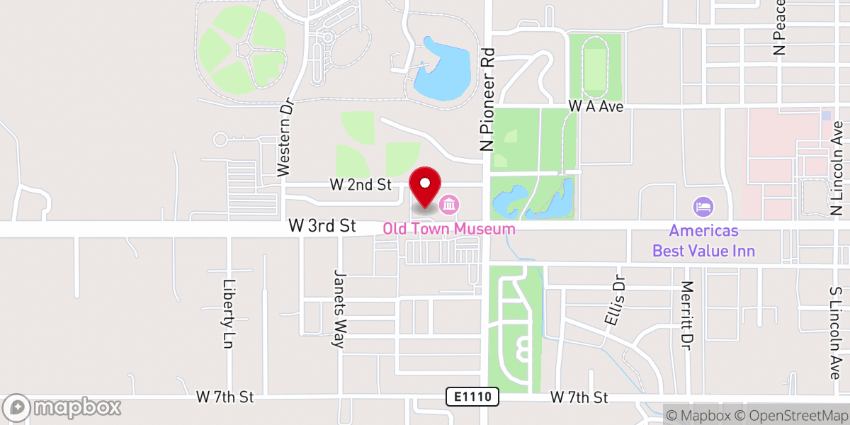 Map showing location of Old Town Museum