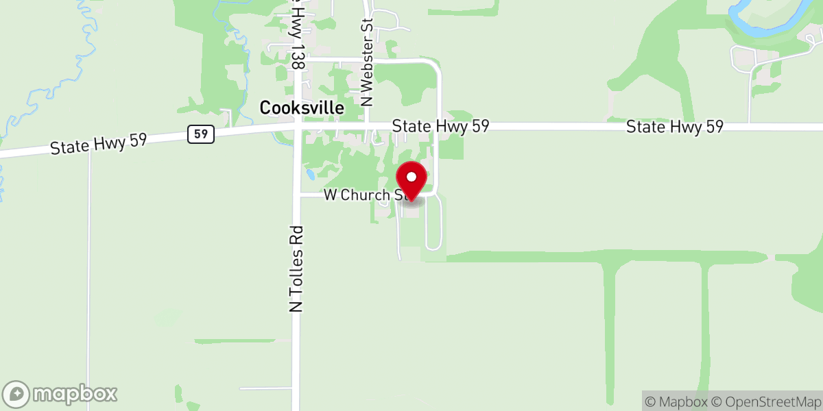 Map showing location of Cooksville Lutheran Church