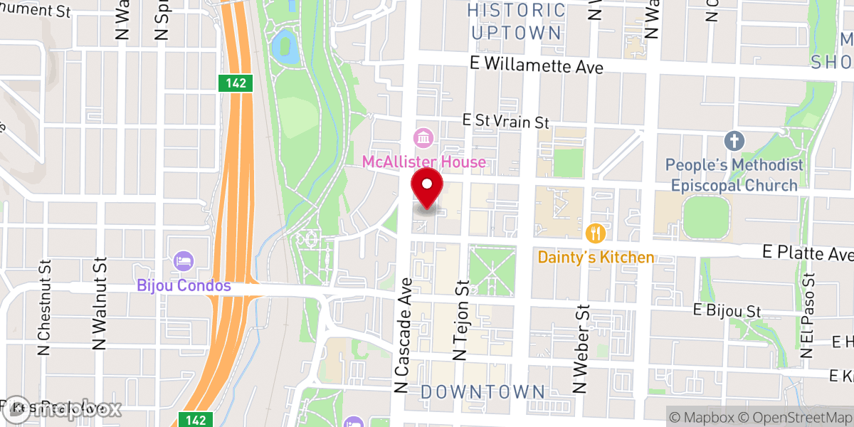 Map showing location of Woodmen Valley Chapel - Downtown Campus