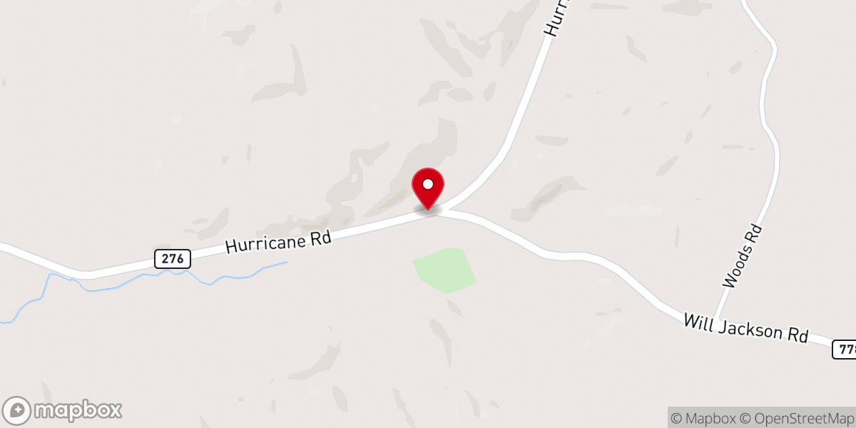 Map showing location of Hurricane Baptist Church