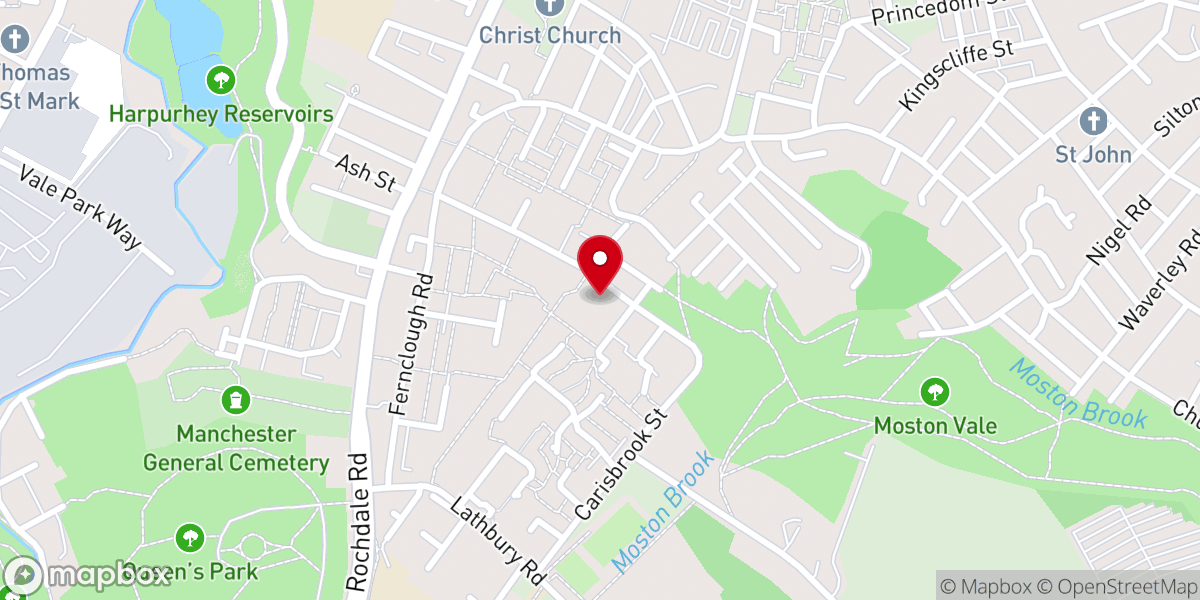 Map showing location of Harpurhey Community Church