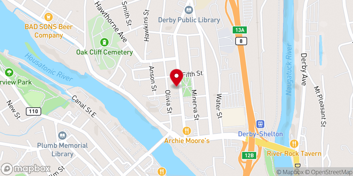 Map showing location of Second Congregational Church