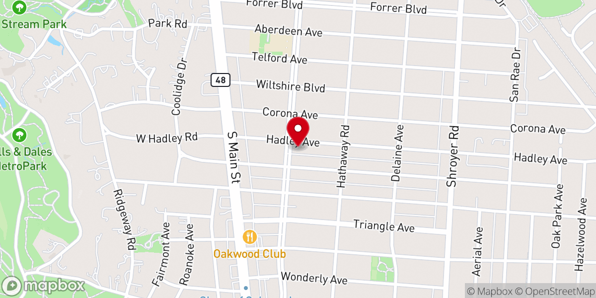 Map showing location of Oakwood United Methodist Church