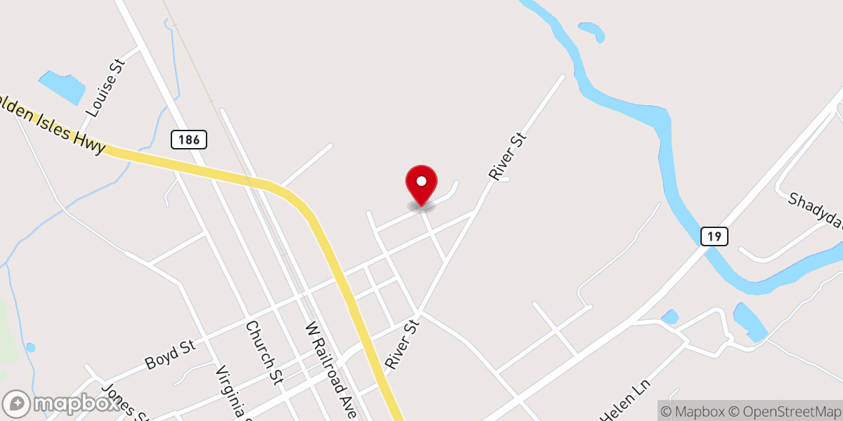 Map showing location of Lumber City Church-God Prsng