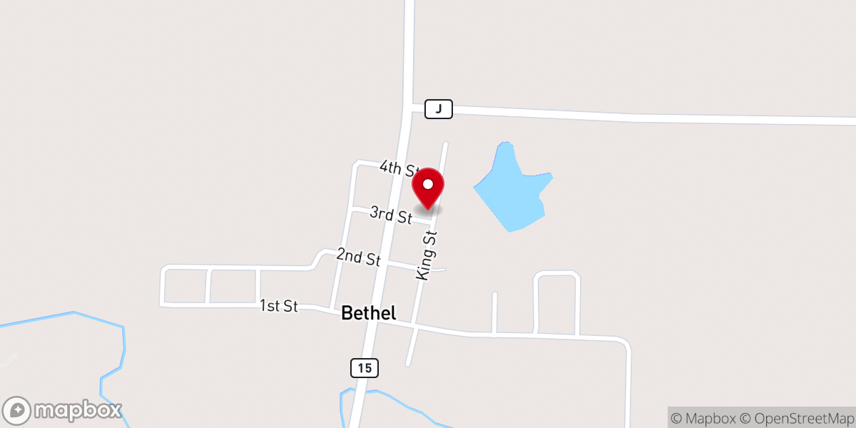 Map showing location of Bethel Methodist Church