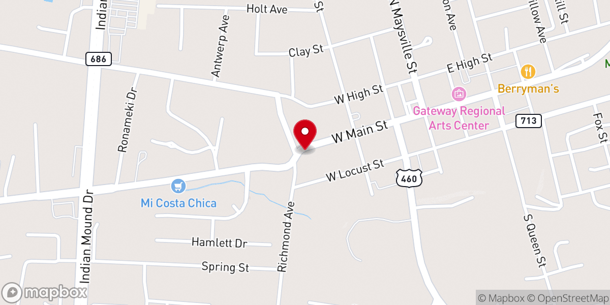 Map showing location of Main Street Church of Christ