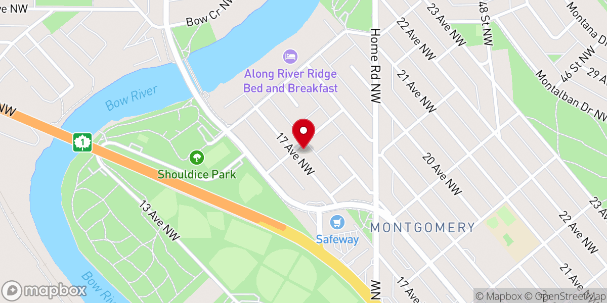 Map showing location of Calgary Community Church