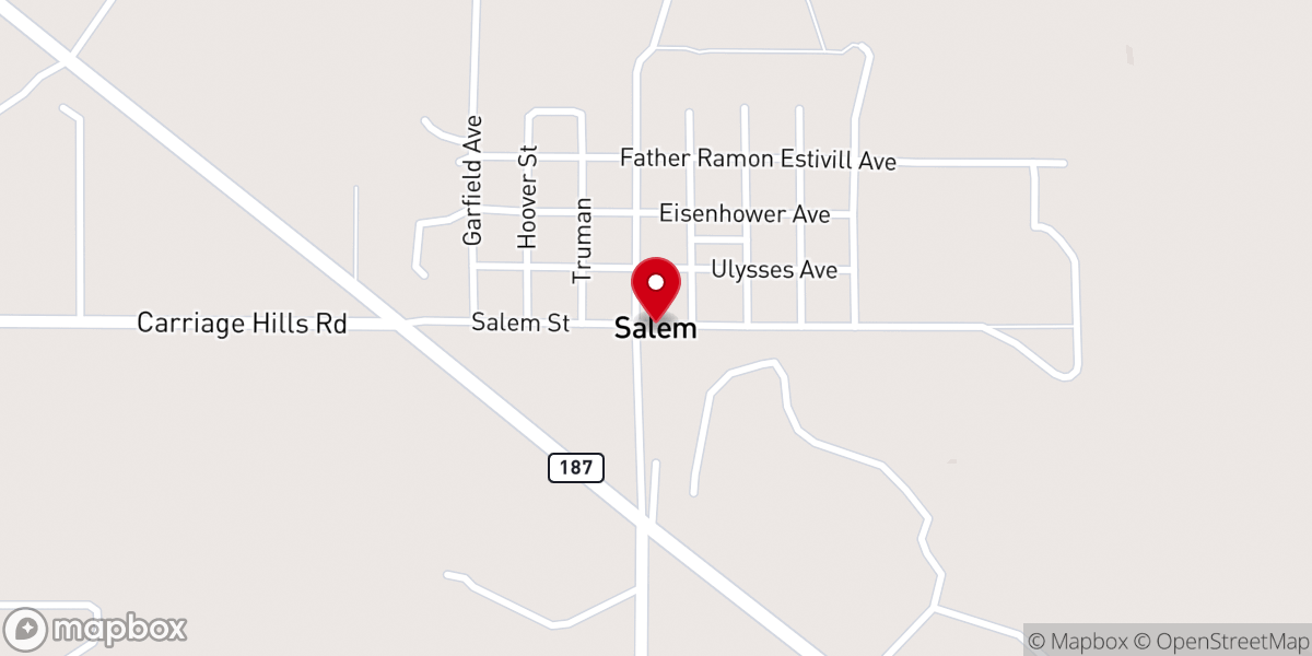 Map showing location of Salem Baptist Church