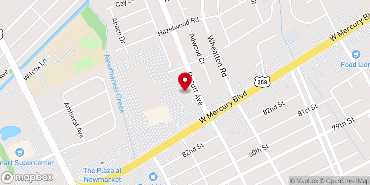 Map showing location of Newmarket Baptist Church