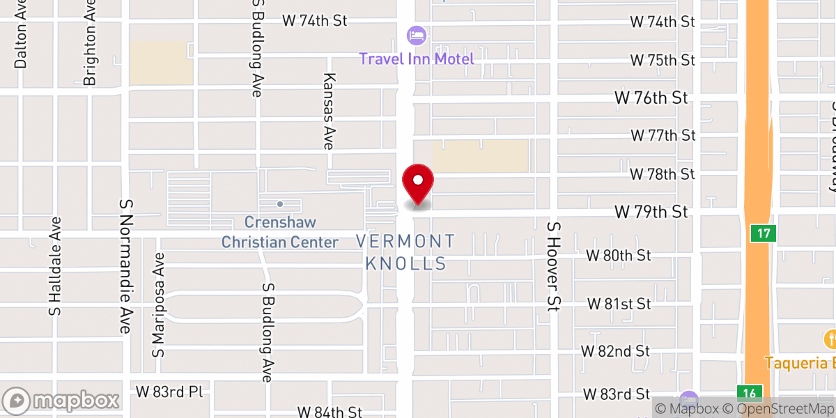 Map showing location of New Antioch Church of God in Christ